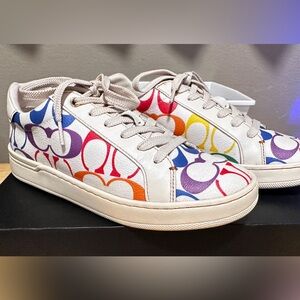 Coach White and Red Sneakers Vibrant Design